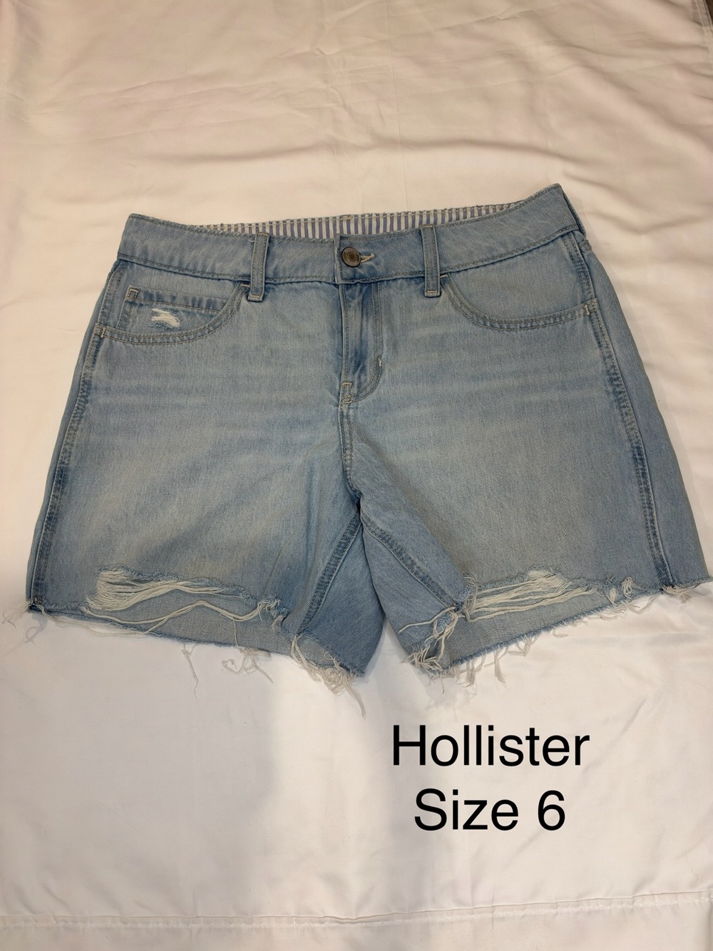 Hollister Light Wash Distressed Denim Shorts